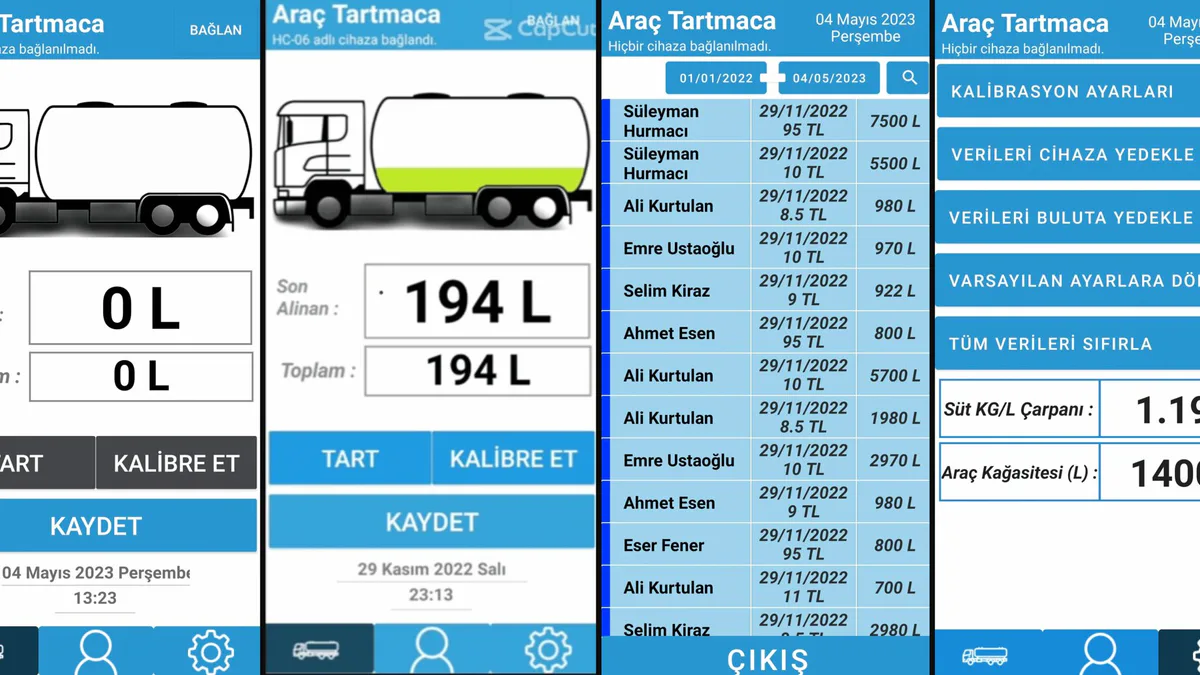 Bluetooth Yük Hücresi ve Süt Toplama Uygulaması